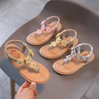 summer girls sandals sequin flower open toe soft sole shoes fashion beach glitter sandals for little princess flip flops
