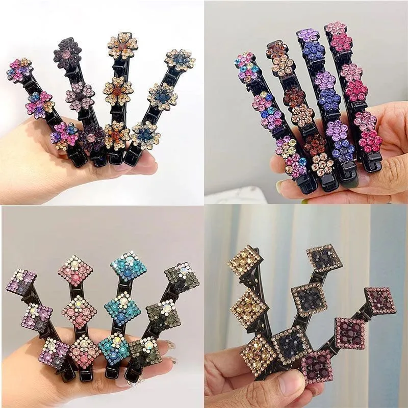 

1pc New Fashion Acrylic Crystal Flowers Hair Clips For Girls Sweet Cute Bangs Side Barrettes Elastic Hair Clip Hair Accessories