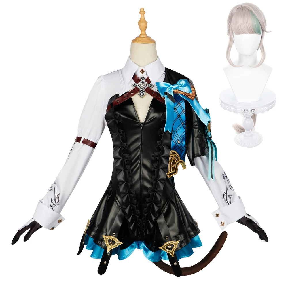 SingXeng Lynette Косплей Костюм Genshin Impact Униформа Парик Рождественское Платье Хэллоуина