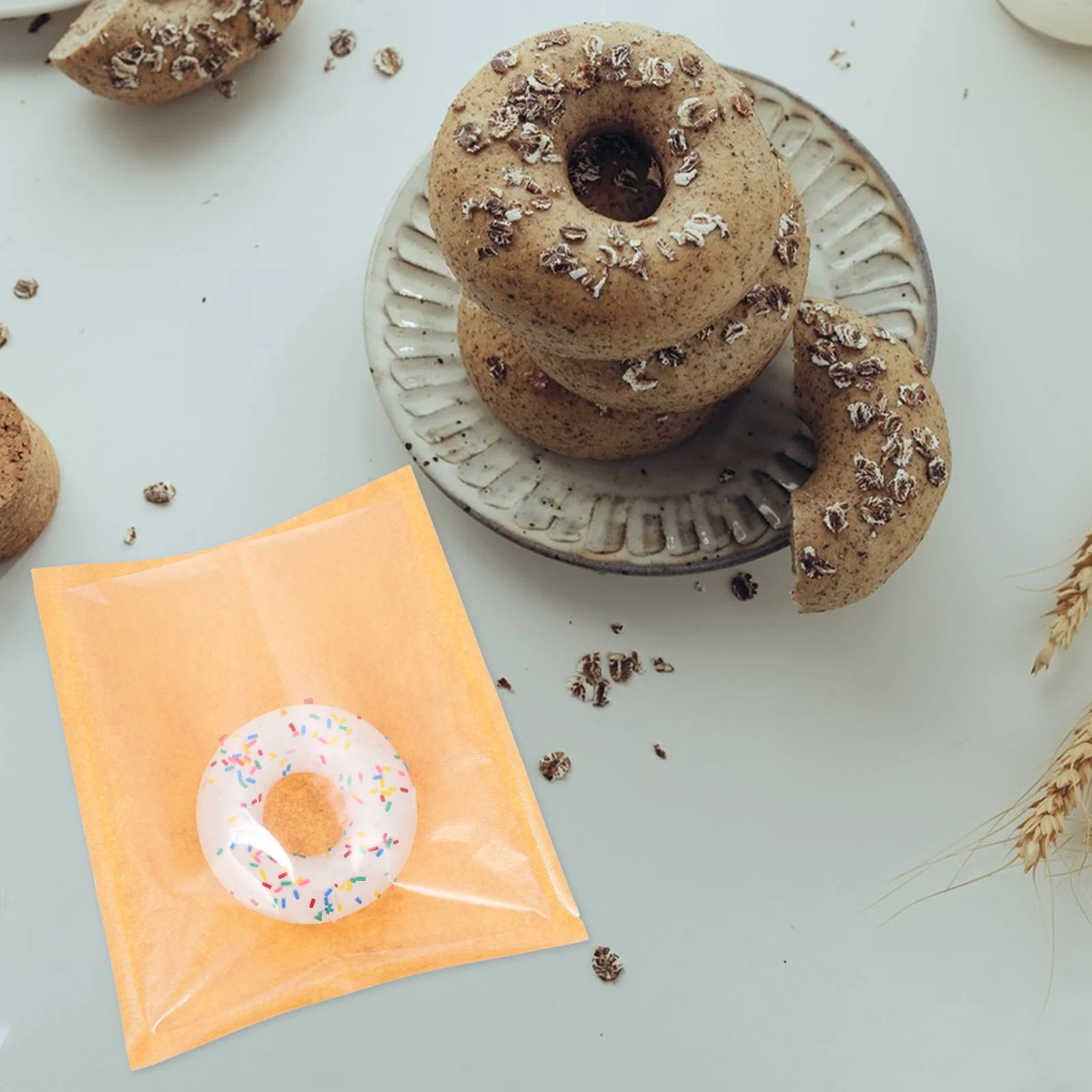 

Heat Seal Bags Cookies Bread Clear Window Household Baking Wrapping Pouches Kraft Paper Bakery Packaging