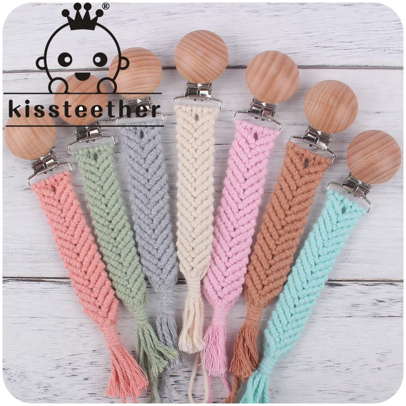 

Kissteether Baby Products Beech Wide Mouth Pacifier Clip Pacifier Rope DIY Baby Creative Pure Hand-Woven Cotton Pacifier Chain