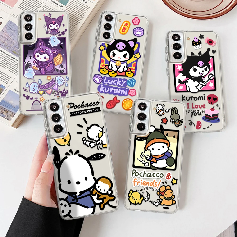 

Sanrio kuromi Pochacco Phone Case For Samsung Galaxy S22 S21 S20 Ultra Plus Pro S10 S9 S8 4G 5G Soft Funda Capa cover