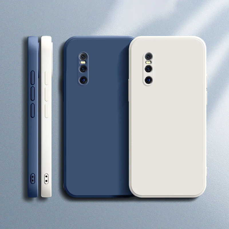 

Original Square Liquid Silicone Phone Case for VIVO X27 Pro X27Pro VIVOX27 Camera Protection Soft Phone Couple Cover Thin Fundas