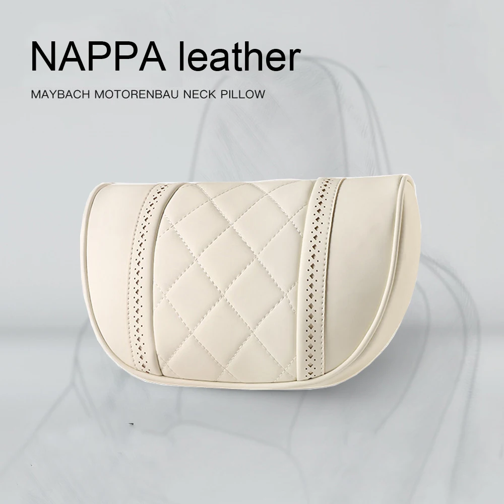 

LUNDA NAPPA Leather Car Seat Rest Cushion Headrest Car Neck Pillows For Mercedes Benz Maybach S-Class Lumbar Pillow Accessories