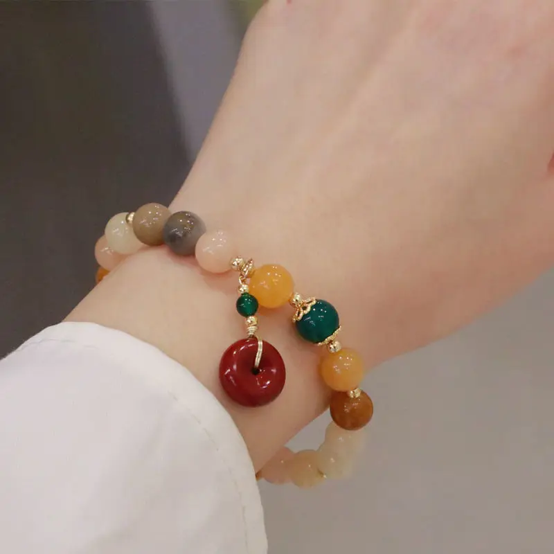 Новый браслет из киновари женский натурального золота шелка нефрита агата тыквы