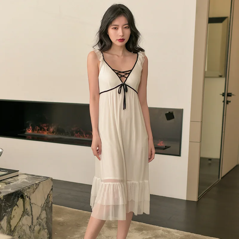 

2022 летняя детская пикантная Ночная сорочка на бретельках, Женская Милая Ночная рубашка с бюстгальтером, домашнее платье, женская одежда для сна, женская ночная рубашка