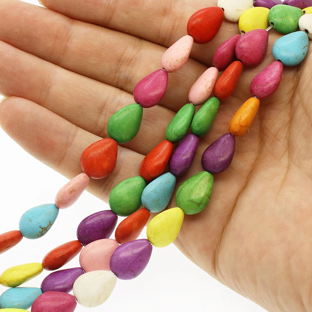 

Colored Turquoise Drop-shaped Synthesis Stone Necklace Bead Semi-precious Stone Beads for Making Bracelet Jewelry Accessories