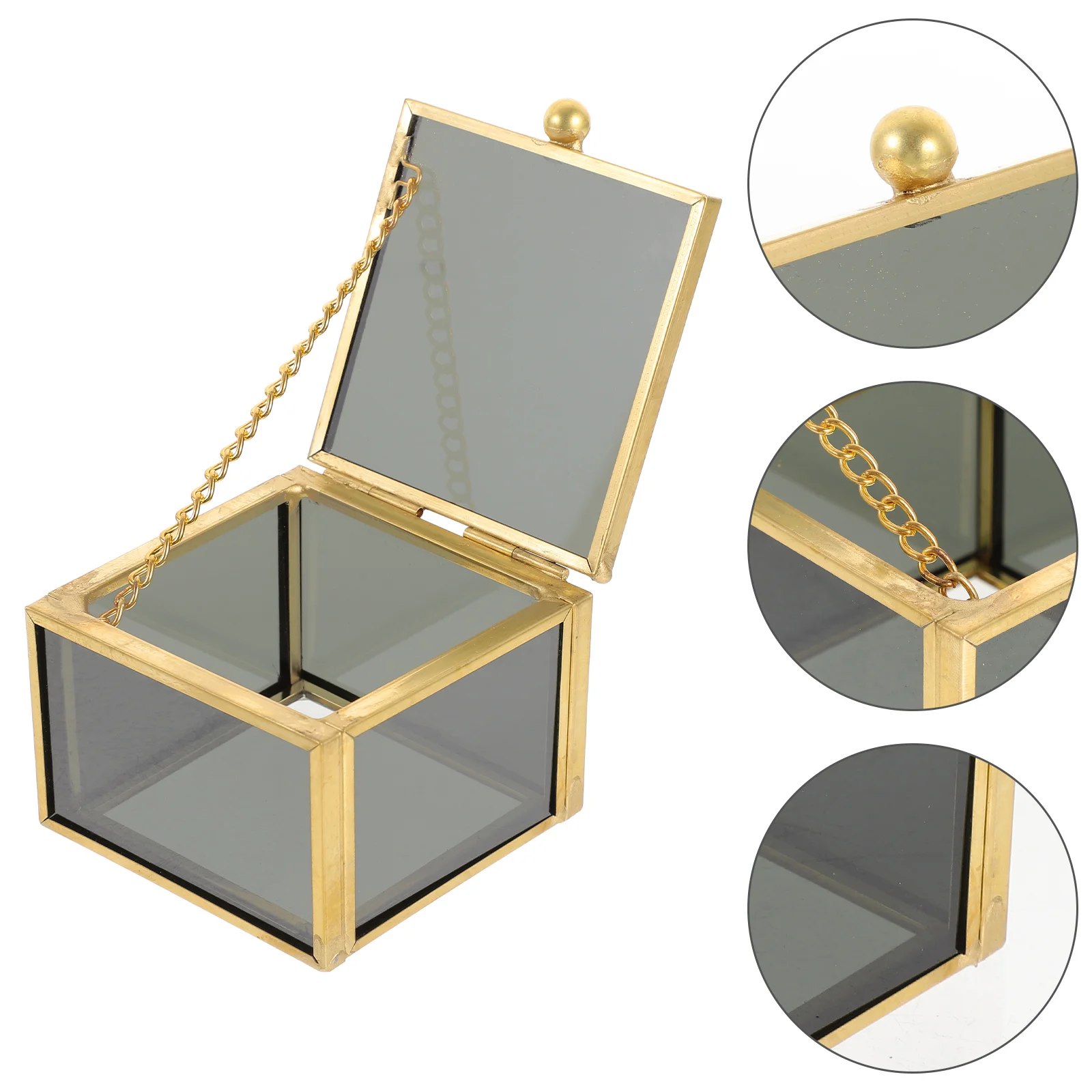 

Jewelry Box Glass Case Lid Container Lidded Decorative Ring Storage Cases Jewlery Perfume Organizer