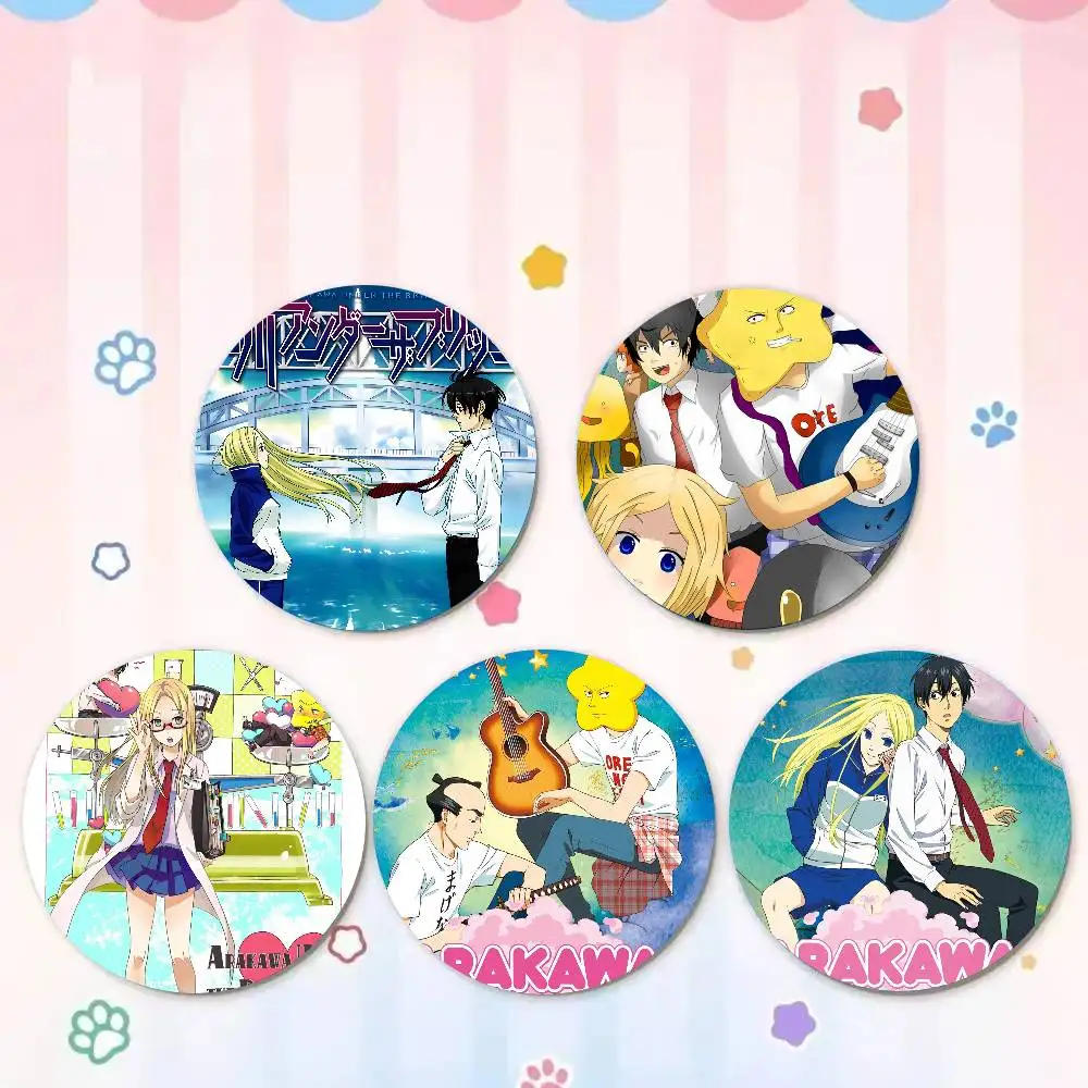 Фото Значки-броши A-Arakawa Under The Bridge ANIME, мультяшные значки для друзей, для рюкзаков, одежды, коллекционные аксессуары, украшения, подарок №3
