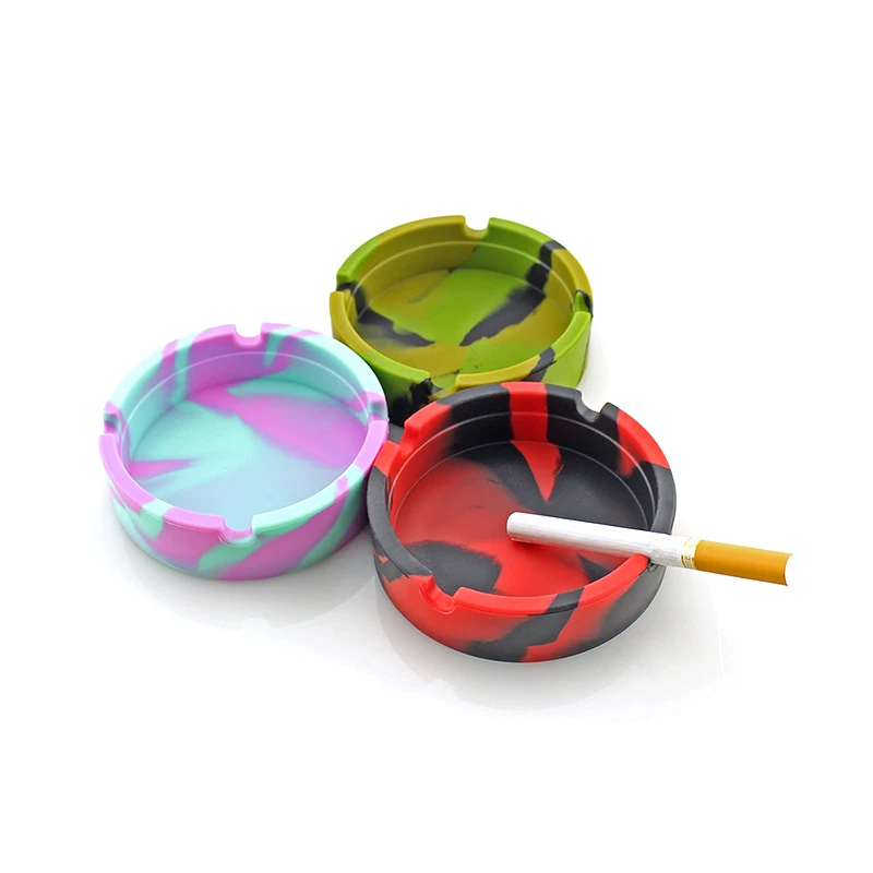 

Silicone round ashtray camouflage mixed color luminous ashtray ashtray ashtray