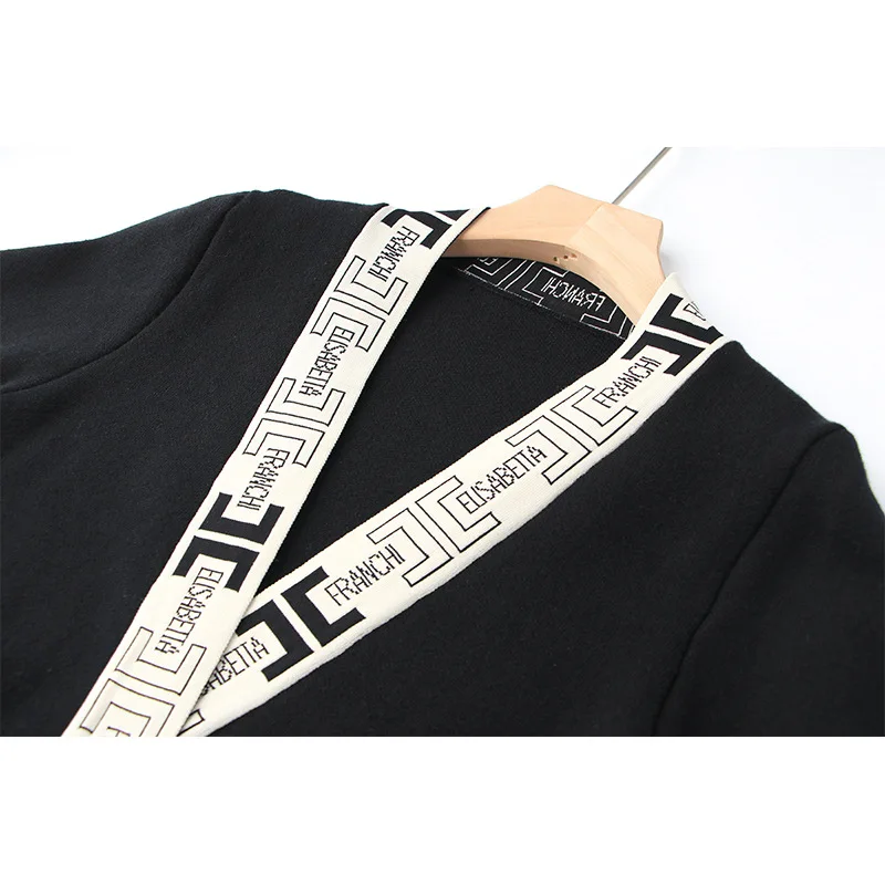 Женский кардиган с V-образным вырезом Черный жакет поясом Женская официальная