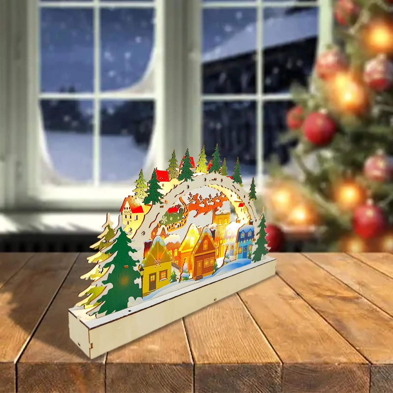 

Рождественская атмосфера, поделки, украшения, украшение, деревянная лампа, мост, многофункциональный дом, фотоподарки M7y5