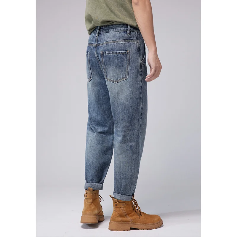 Streetwear Men Autumn and Winter Straight Loose Cylinder Jeans Vintage Versatile Comfortable Blue Harun Trousers Female 2022 New