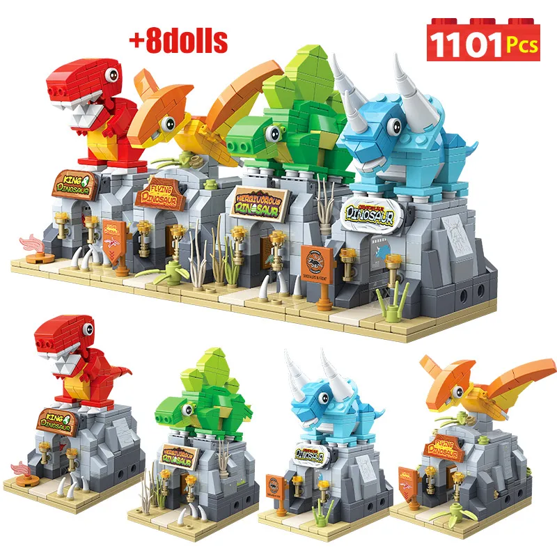 

4 in 1 Jurassic World Dinosaurs Park Building Blocks Tyrannosaurus Rex Figures Bricks Triceratops Sets Toys For Children Gifts