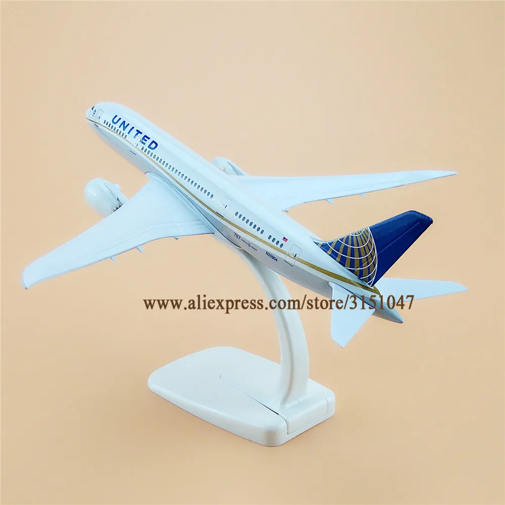 Модель самолета 20 см авиакомпании UNITED Airlines модель Боинг 787 B787 металлическая из