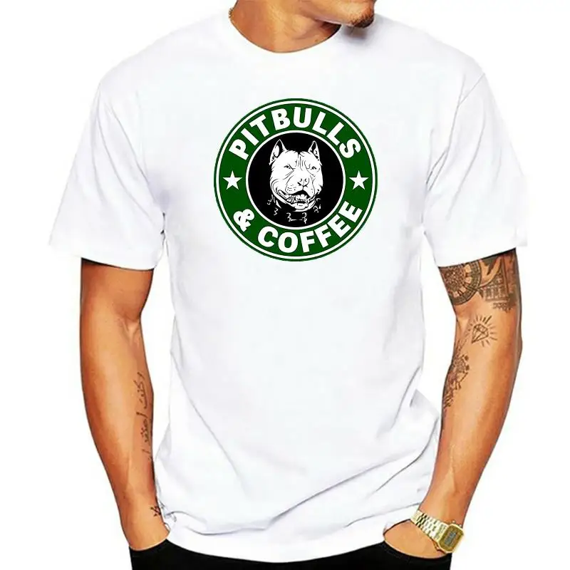 

Футболка Pitbull and Coffee, свободные хлопковые футболки для мужчин, крутые топы, футболки с принтом