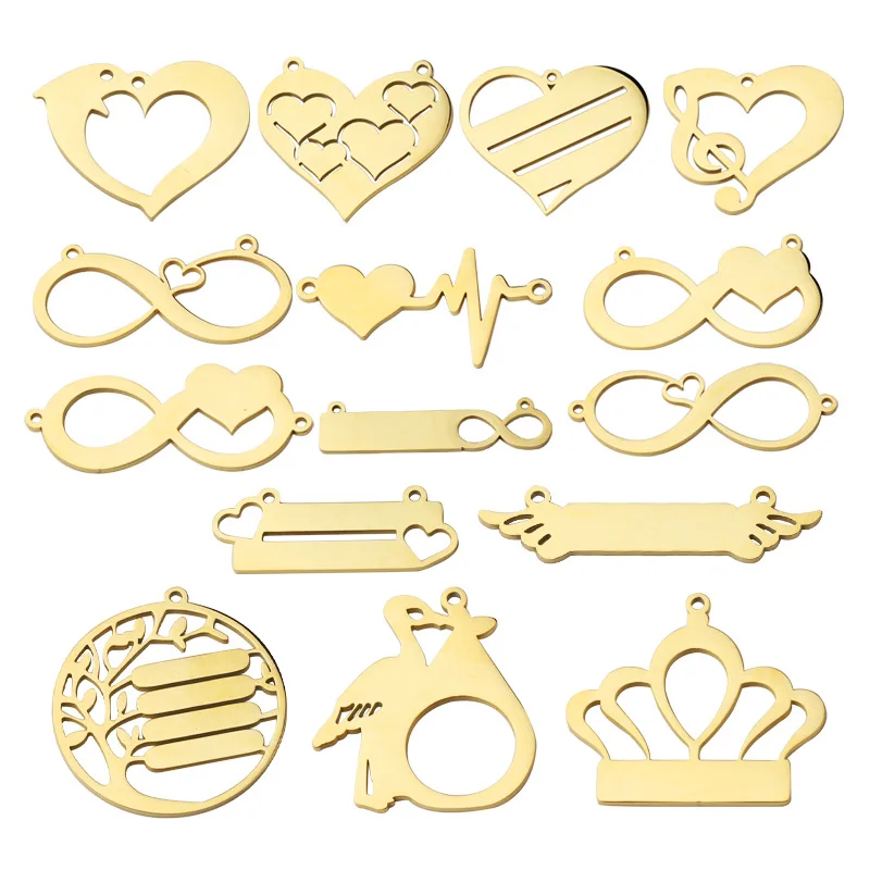 

Fnixtar 20pcs/Lot Infinite Heart Charms Mirror Polish Stainless Steel Pendant DIY Necklace Women's Gift Gold Infinity Charm