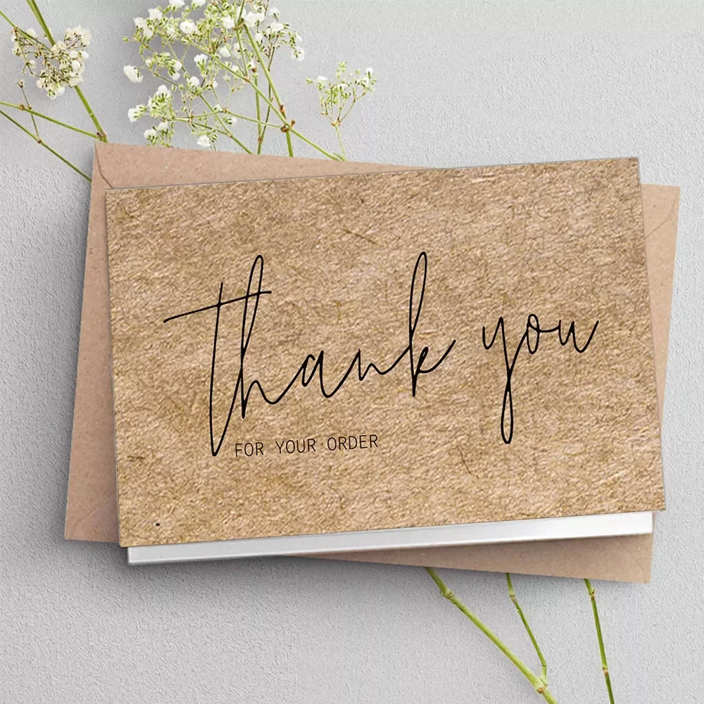 

30pcs Natural Kraft Paper Thank You Card Enterprise Store Business Thank You Order Card Wholesale Custom Gift Decoration Card