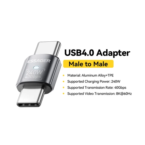 Essager USB4.0 40 Гбит/с OTG конвертер 240 Вт доставка питания под прямым углом USB C адаптер передачи данных для телефона Macbook планшета 8K60 Гц