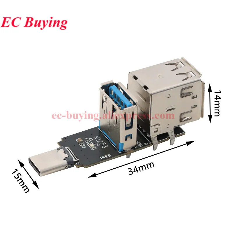 TYPE-C — 1-портовый USB 3.0 и 2-портовый модуль расширения USB 2.0 Концентратор TYPE-C Многопортовый разветвитель расширения TypeC Turn USB-A (art.: 3920d2093bb97) - 3920d2093bb97