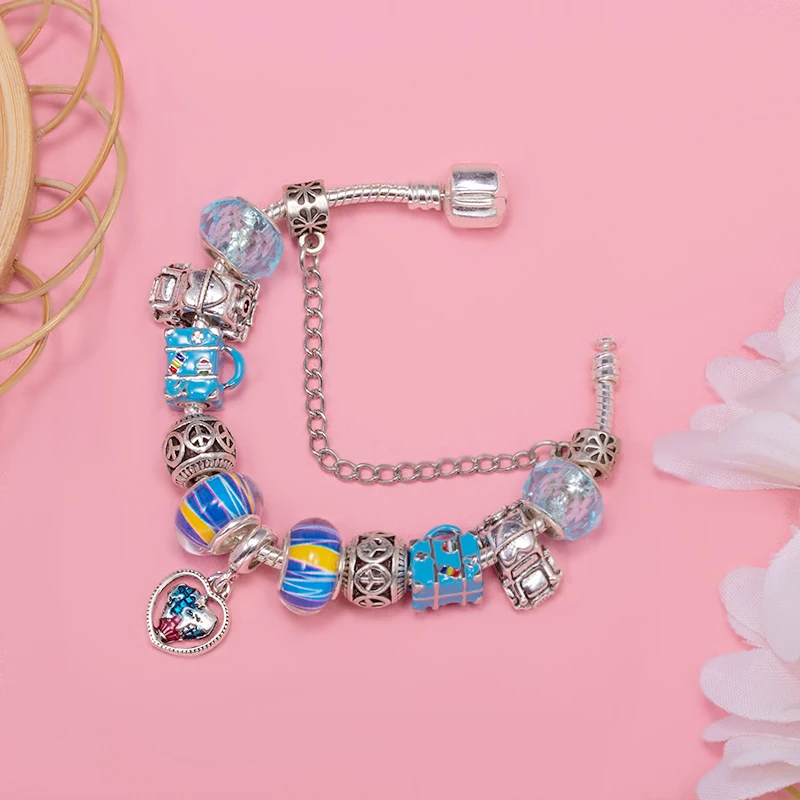 Глобальная версия цепочка с подвесками в виде синей земли сделай сам брендовый