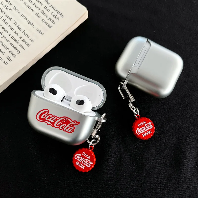 

Matte Electroplated Red Coke Case for AirPods Pro2 Airpod Pro 1 2 3 Bluetooth Earbuds Protective Earphone Case Cover