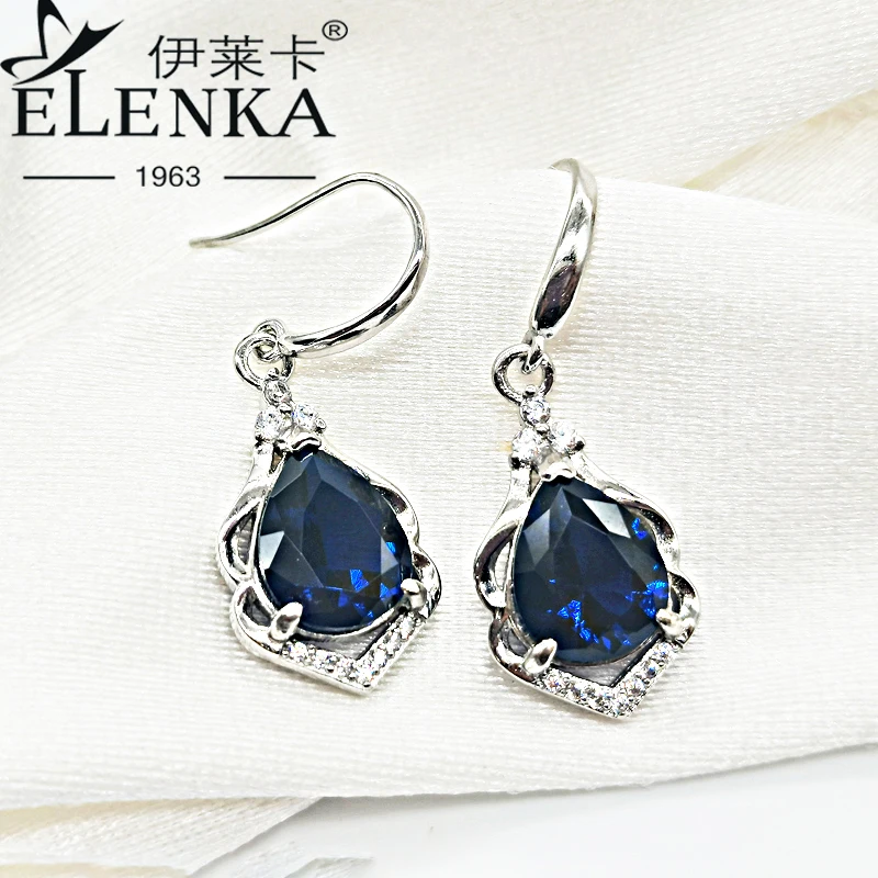 

Luxury Woman 925 Sterling Silver Blue Crystal Earrings for Women Retro Women's Eardrop Girls Fashion Simple Jewelry Accessories