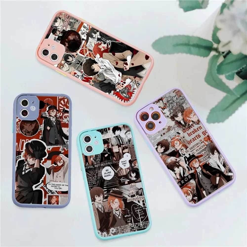 Чехол для телефона Bungou Stray Dogs iPhone 14 11 12 13 Mini Pro Max 8 7 Plus X XR XS MAX полупрозрачный матовый