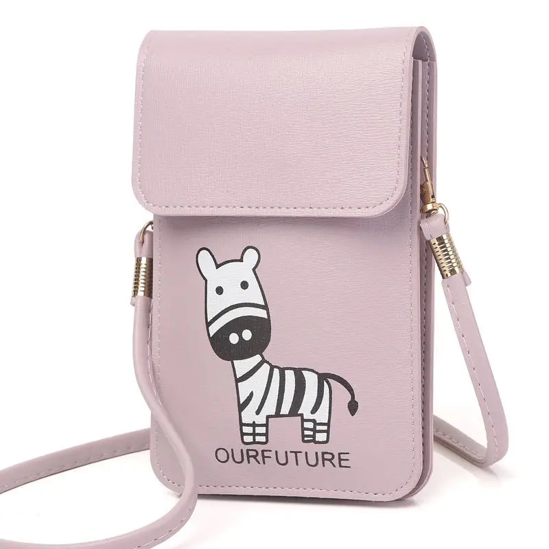 

New Mini Crossbody Bags For Girls Purse Cute Zebra Cartoon Women Shoulder Messenger Bags Magnetic Hasp Touchable Cell Phone Bag
