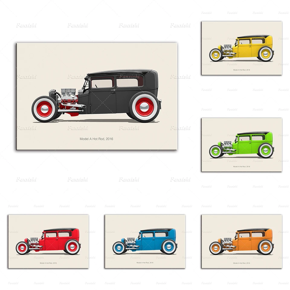 

Ford Hot Rod Car Vintage Posters Home Decor Canvas Painting Hd Wall Art Prints Modular Pictures Boys Bedroom Living Room Cuadros