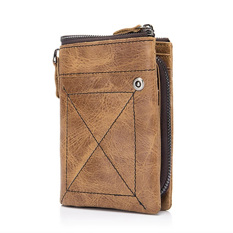 Men Genuine Leather Billfold Cowhide RFID Blocking Protection Credit Card ID Holders Inserts Coin Purses Foldable Wallet