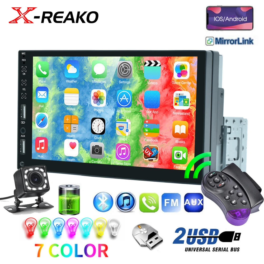 X-REAKO 1 Din Car Radio 7″ HD Autoradio Multimedia MP5 Player Touch Screen  Mirror Link Car Stereo Bluetooth 2USB FM Camera SWC