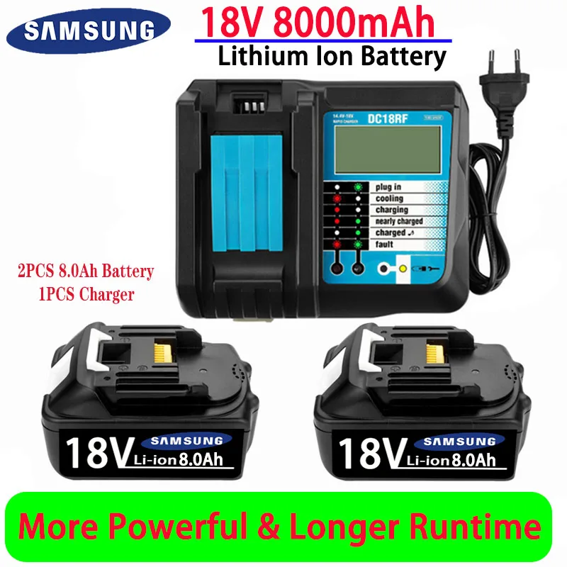 

Оригинальный перезаряжаемый аккумулятор Aicherish Makita 18 в 8 Ач BL1850 для Светодиодный инструмента со светодиодным зарядным устройством, сменный л...