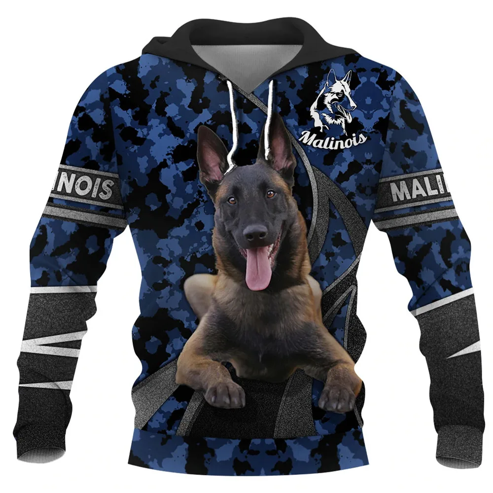 

CLOOCL Fashion Animals Hoodies 3D Graphic Silver Ribbon Hoodies Animals Dog Belgian Malinois Sweatshirts Casual Sportswear