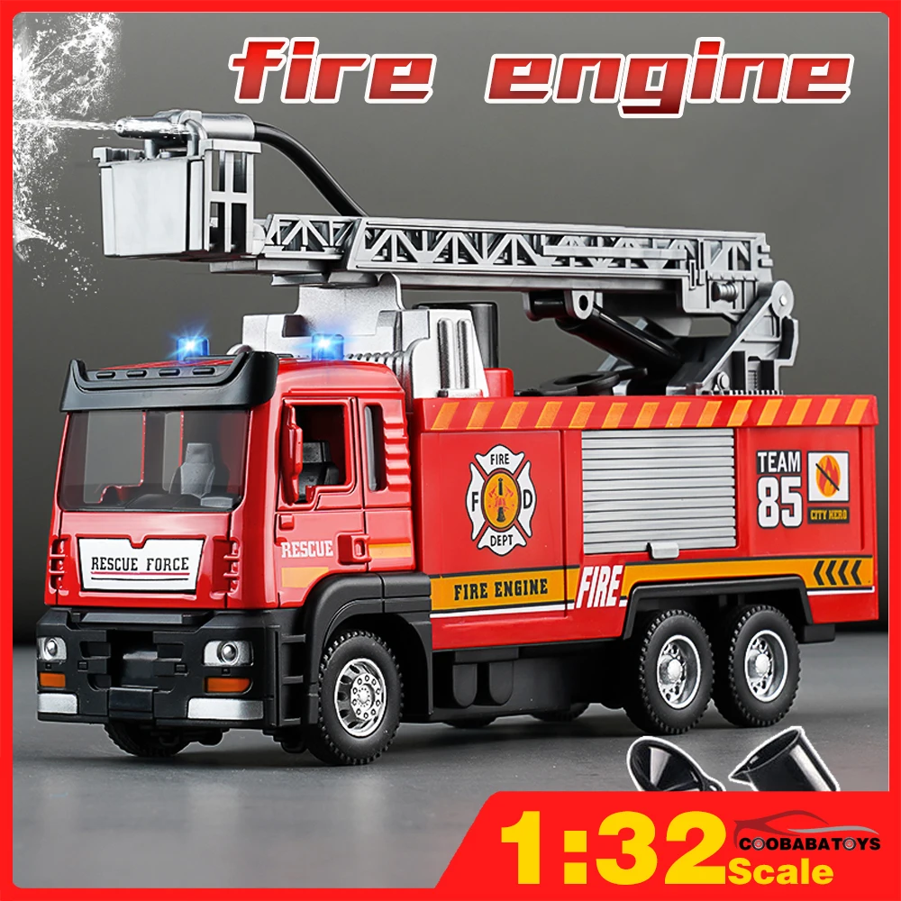 

Scale 1/32 Fire Engine Metal Diecast Alloy Toy Cars Models Ladder Trucks for Boys Children Kids Toys Vehicles Hobbies Collection