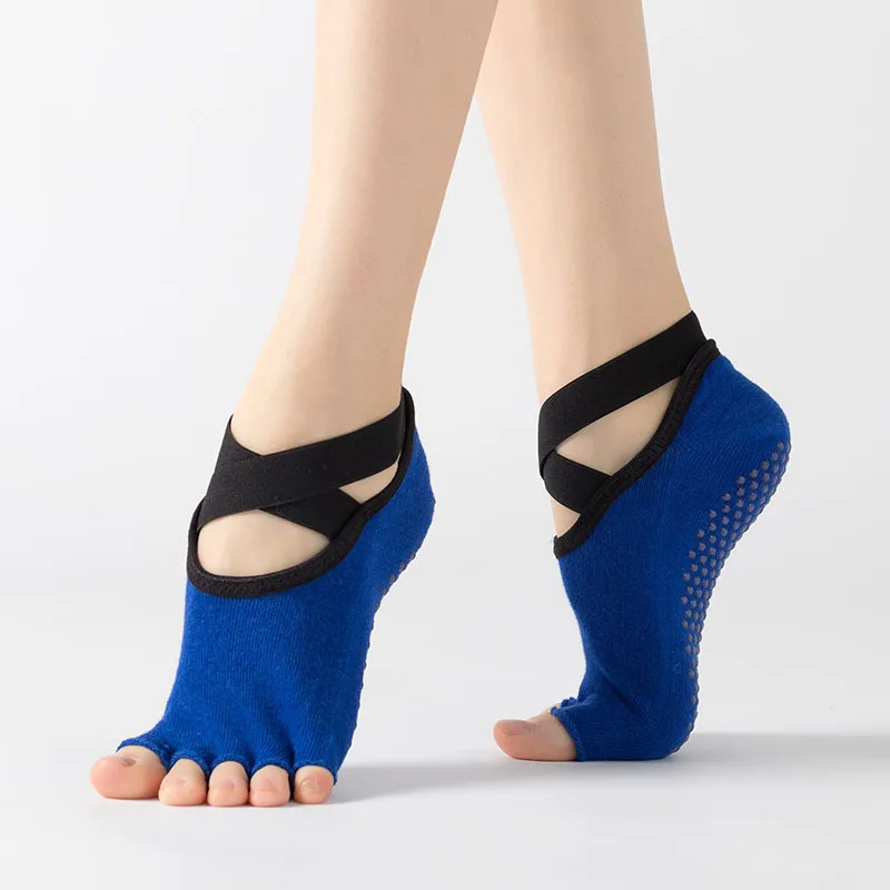 Yoga Socks Cross Straps Backless Lace-up Dance Split-toe Socks Breathable Comfortable Pilates Training Sports Socks