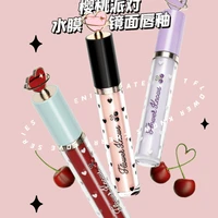 cherry party moisturizing lip glaze water lip gloss balm milk tea color long lasting mirrio lipstick for girls korean makeup