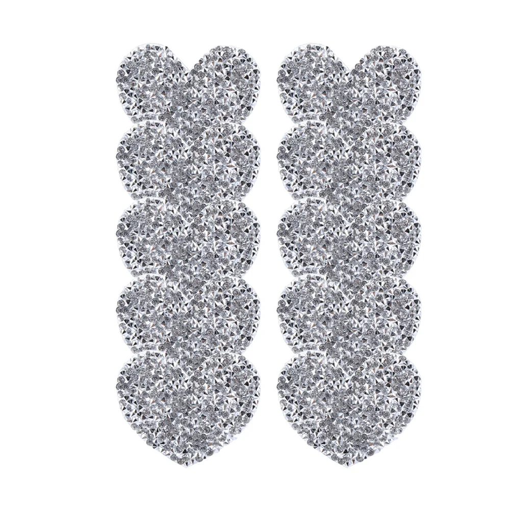 

Applique Rhinestone Heart Patch Iron Embroidered Clothing Appliques Sparkle Sewing Sew Kits Diy Glitter