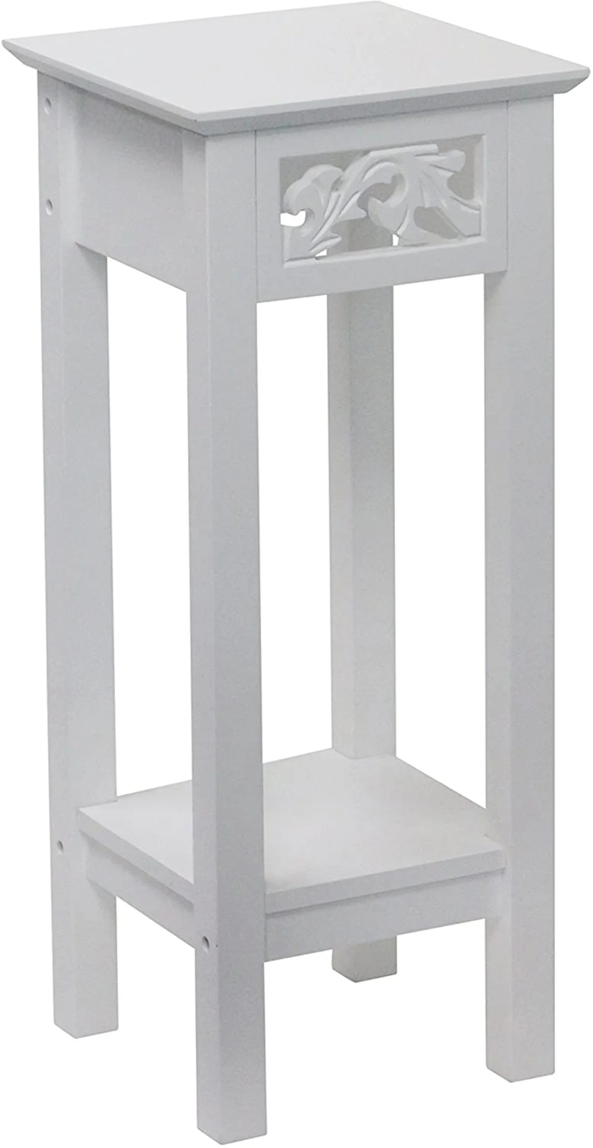 

Plant Decorating Stand End Table Side Table with Storage Shelf, 10 by 10 by 23.7 Inches, White