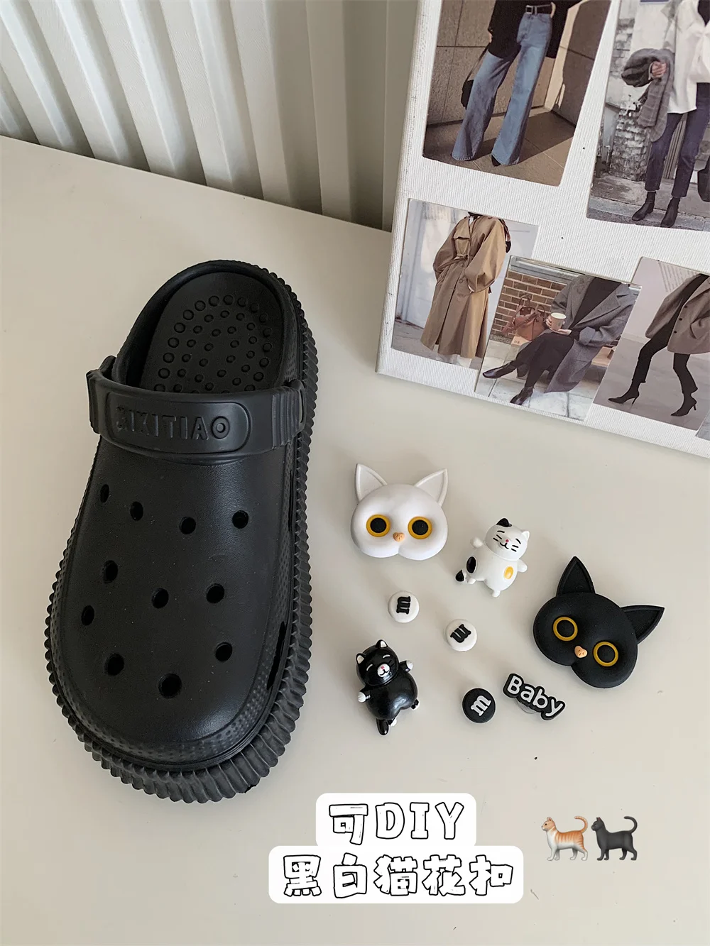 Cute Cat Hole Garden Shoes For Women Slippers 2023 Summer High Rise Thick Sole Soft Sandals Outdoor Beach Slipper