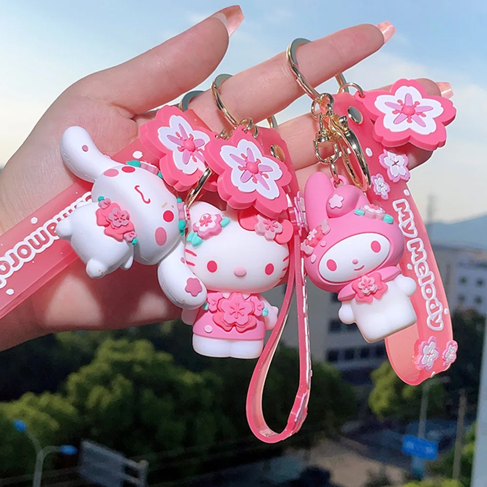 

Kawaii Keychain Sanrio Sakura Style Cartoon Hello Kitty Melody Kuromi Cinnamoroll Toys Cute Pendant Dolls Car Key Ring Kid Gifts