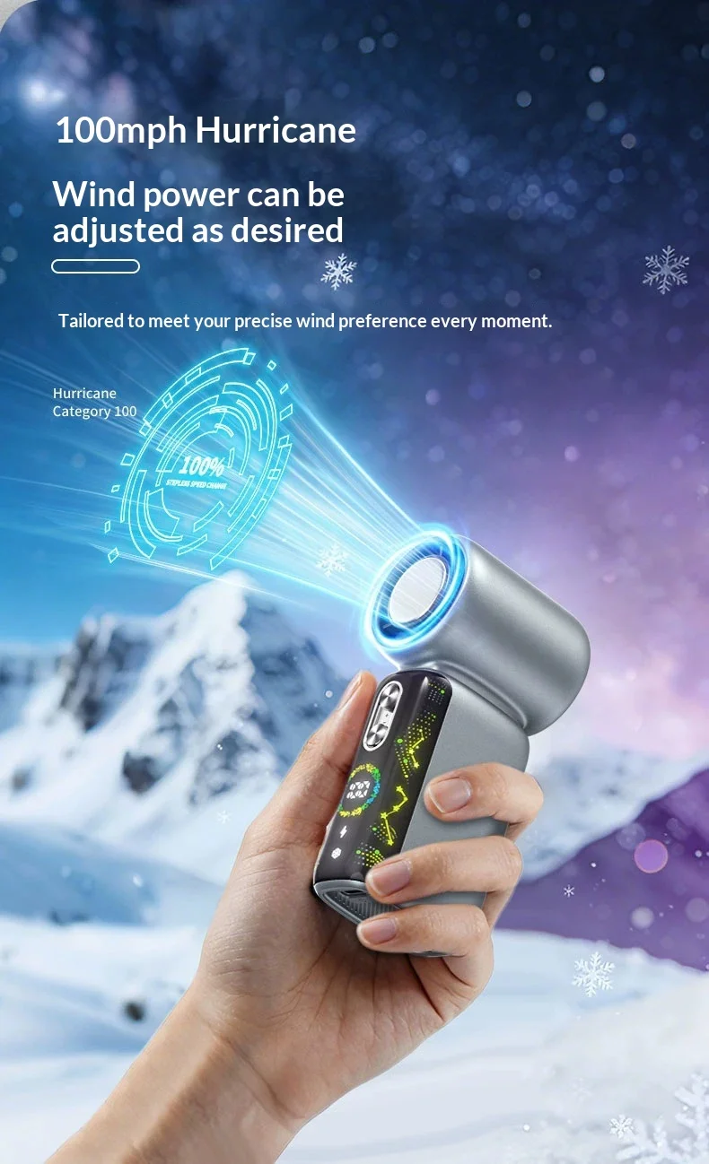 Фото Портативный вентилятор TEPSHINE MY01 Starry Sky с 100 скоростями, регулируемой силой ветра, инновационным турбинным вентилятором, идеально подходит для подарков. №3