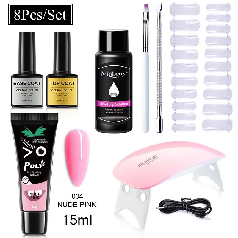 

Mobray 15ml Poly Nail Gels Set All For Quick Extension Nail Gel Manicure Set Gel Cuticle Pusher Finger Extend Mold Nail Tool Set