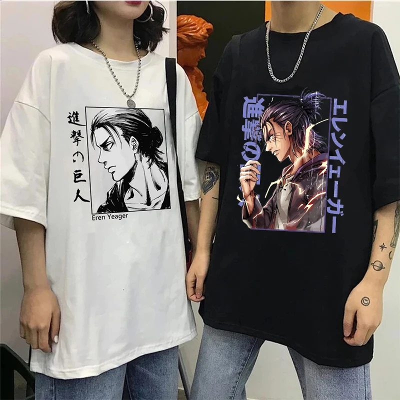 

Y2k Japanese Anime Attack on Titan T Shirt Shingeki No Kyojin Eren Yeager T-shirt Cartoon Titans Attack Graphic Tshirt Manga