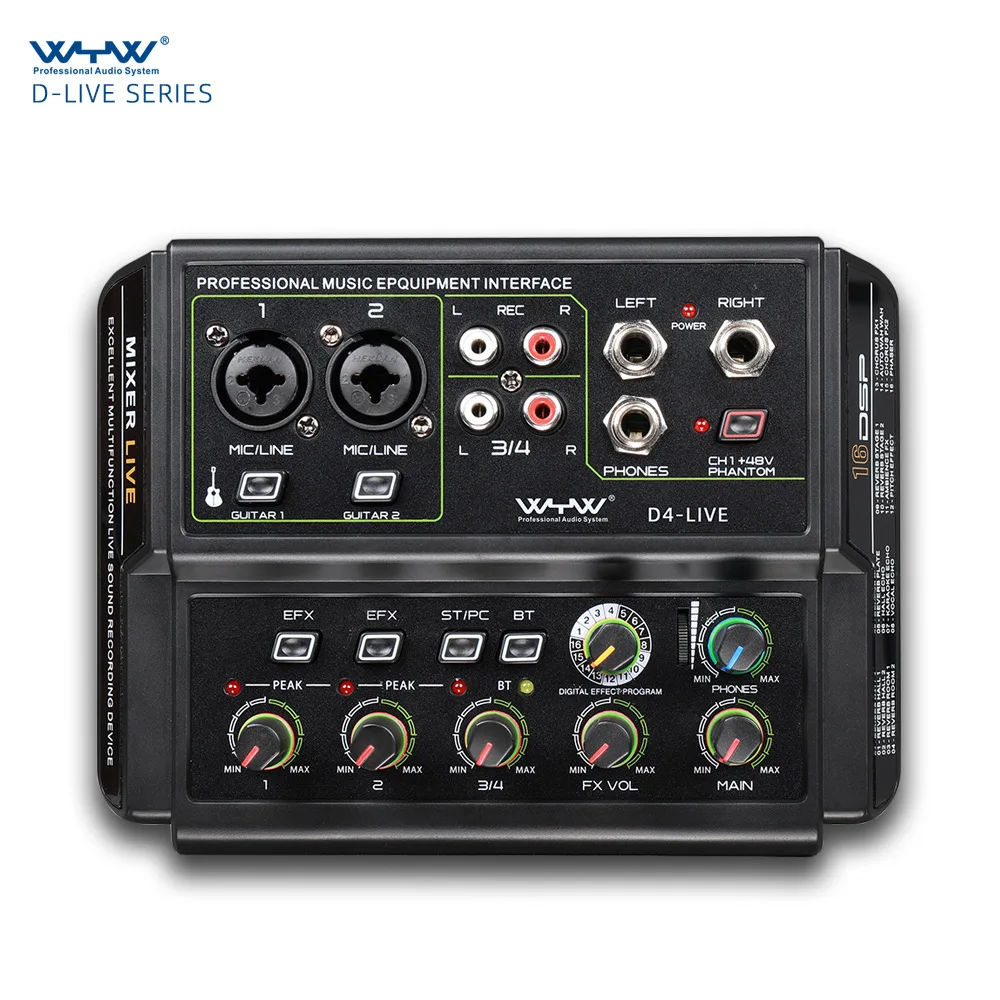 

4-way mixer USB Bluetooth reverberation audio processor k-song mobile phone live broadcast with sound card