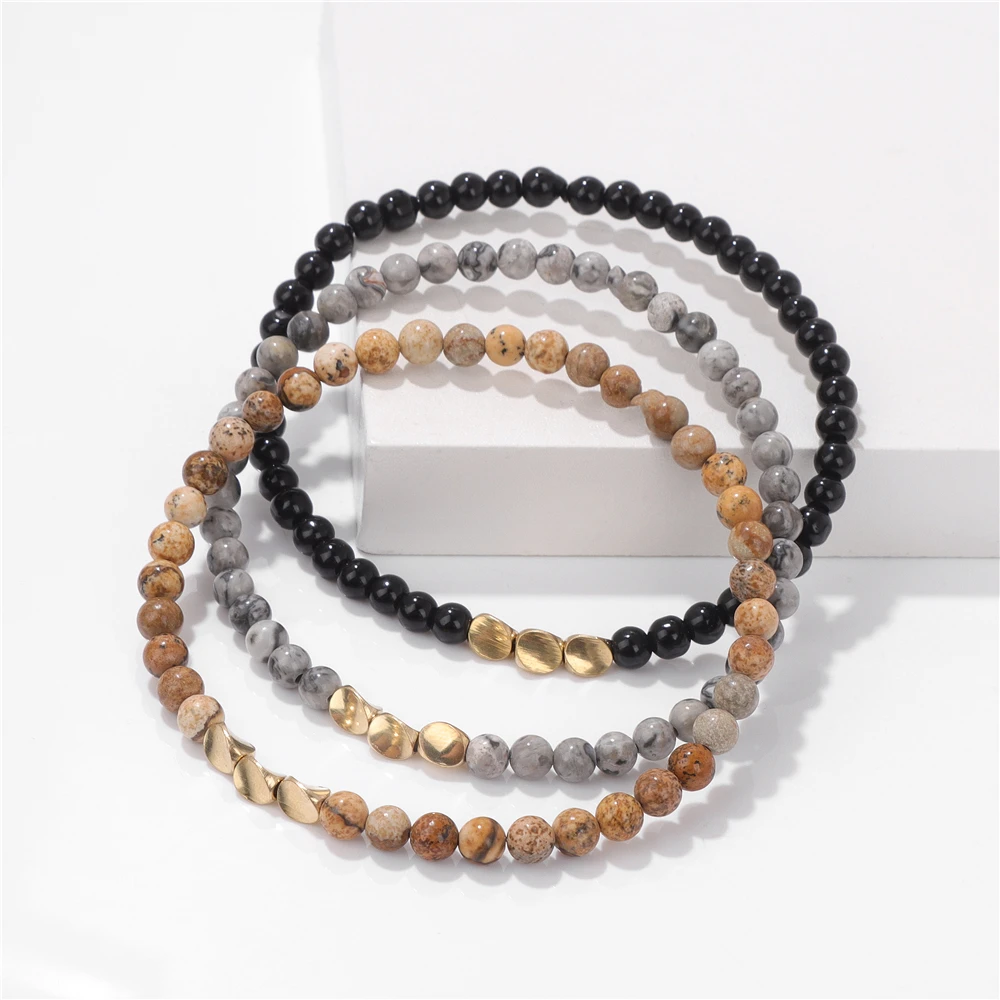 3 шт./комплект, браслеты с бусинами из натурального камня