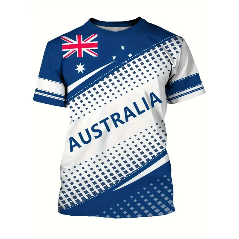 Australia National Flag T-shirt For Men's Clothing 3d Printed Landmark Building T Shirts Kangaroo Koala Animal O-neck Tees Tops