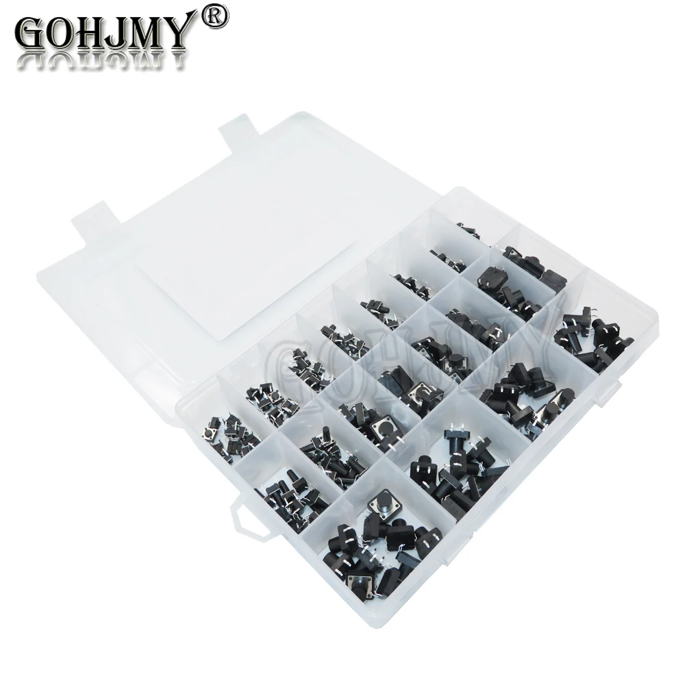

250PCS 20value 6x6mm / 12x12mm 4-foot Micro Switch key switch light touch switch button switch Self-reset DIP Switches