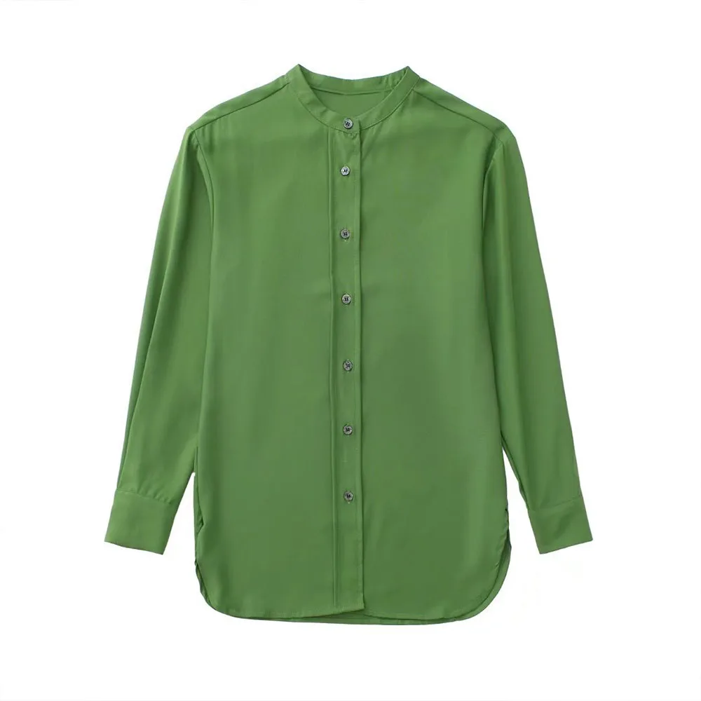 

Блузка женская с круглым вырезом, однобортная, с длинным рукавом