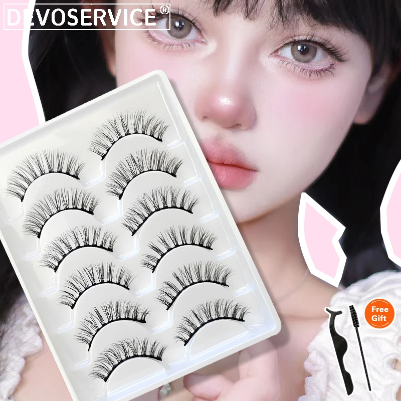 

DEVOSERVICE Strip False Lashes 6 Pairs 3D Mink Fox Eyes Eyelashes Natural Curl Pestañas Lashes Extensions Wholesale Makeup